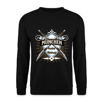 München Motiv für alle Müncher und Fans der Stadt - Unisex Pullover - Schwarz - Vorne - Alina (178cm) & Michal (187cm)