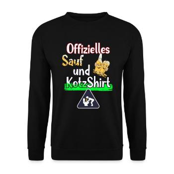 Offizielles Sauf Kotzshirt für jede Party - Unisex Pullover - Schwarz - Vorne - Alina (178cm) & Michal (187cm)