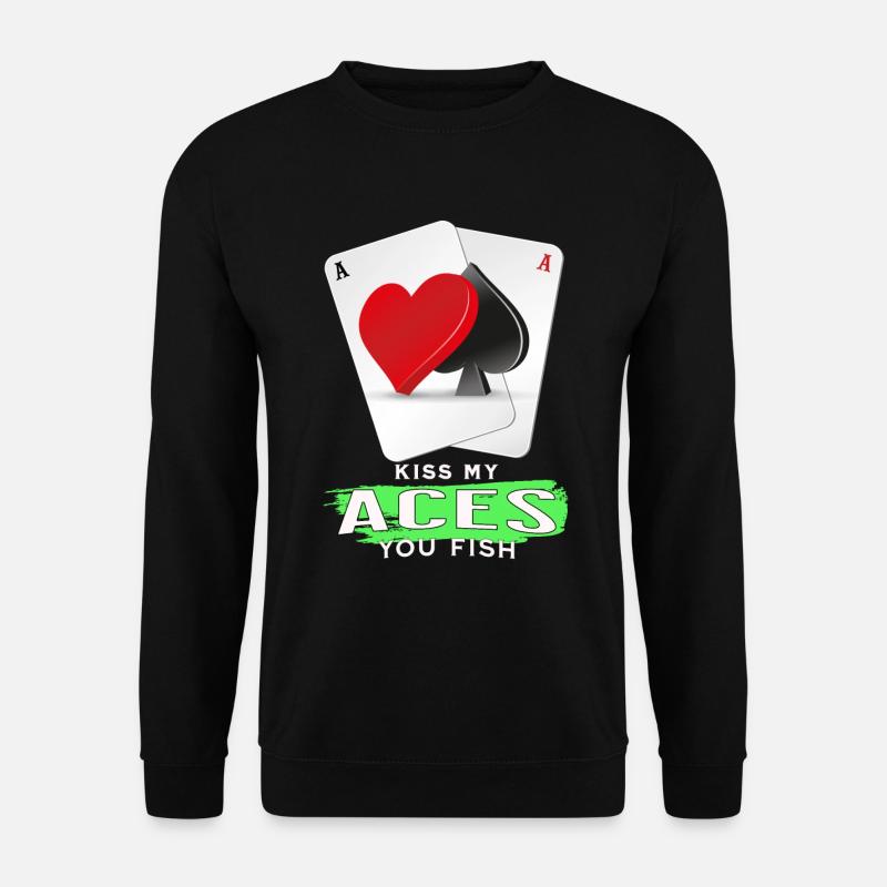 Kiss Aces Poker Fish - Unisex Pullover - Schwarz