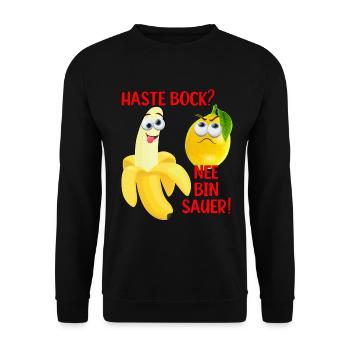 Vegane Banane und Zitrone Witzig Zitrone ist Sauer - Unisex Pullover - Schwarz - Vorne - Alina (178cm) & Michal (187cm)