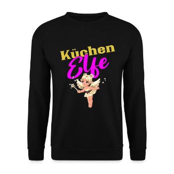 Küchen Elfe Shirt Design für eine gute Köchin - Unisex Pullover - Schwarz - Vorne - Alina (178cm) & Michal (187cm)
