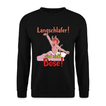 Langschläfer sind nicht Böse Design schlafen - Unisex Pullover - Schwarz - Vorne - Alina (178cm) & Michal (187cm)