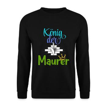König der Maurer Baustelle Handwerker Mauer - Unisex Pullover - Schwarz - Vorne - Alina (178cm) & Michal (187cm)
