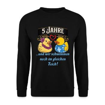 5. Jahrestag Geschenk, tolle 5 Jahre Jahrestag - Unisex Pullover - Schwarz - Vorne - Alina (178cm) & Michal (187cm)