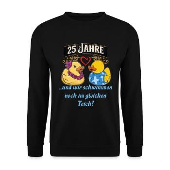 25 Jahrestag Geschenk Silberhochzeit 25 Jahrestag - Unisex Pullover - Schwarz - Vorne - Alina (178cm) & Michal (187cm)