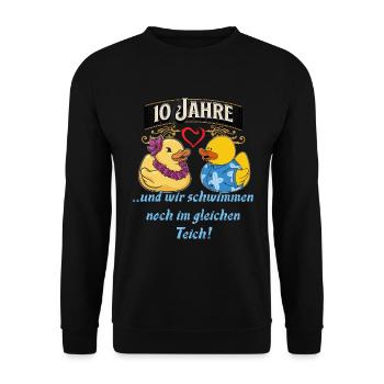 10 Jahrestag Geschenk, tolle 10 Jahre Jahrestag - Unisex Pullover - Schwarz - Vorne - Alina (178cm) & Michal (187cm)