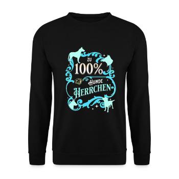 Hunde Herrchen von einem Hund zum Gassi gehen - Unisex Pullover - Schwarz - Vorne - Alina (178cm) & Michal (187cm)