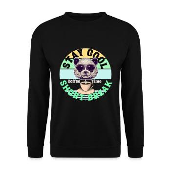 Kaffee Panda Coffee Break Time Kaffee Pause - Unisex Sweatshirt - black - Front - Alina (178cm) & Michal (187cm)
