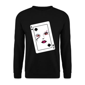 Poker Pik Dame Player Design - Unisex Sweatshirt - black - Front - Alina (178cm) & Michal (187cm)