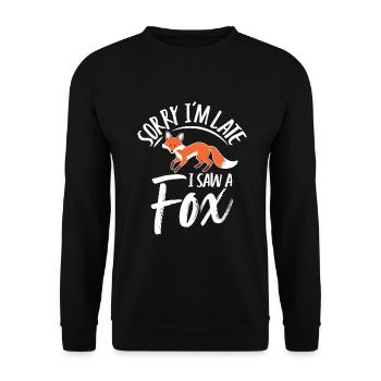 Désolé d’être en retard, j’ai vu un renard - Sweat-shirt Unisexe - noir - Devant - Alina (178cm) & Michal (187cm)