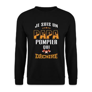 je suis un papa pompier qui déchire - Sweat-shirt Unisexe - noir - Devant - Alina (178cm) & Michal (187cm)