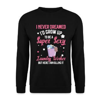 Travailleurs de lavage - Sweat-shirt Unisexe - noir - Devant - Alina (178cm) & Michal (187cm)