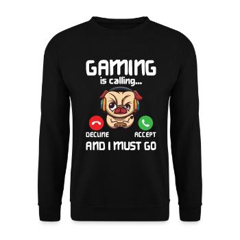 Gaming -Hund - Unisex Pullover - Schwarz - Vorne - Alina (178cm) & Michal (187cm)