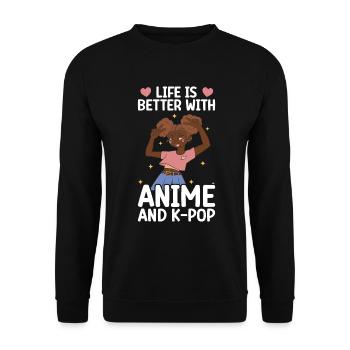 Anime K-Drama - Sweat-shirt Unisexe - noir - Devant - Alina (178cm) & Michal (187cm)