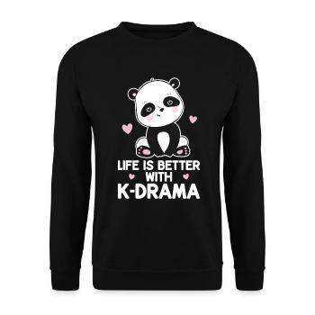 Panda K-Drama - Unisex Sweatshirt - black - Front - Alina (178cm) & Michal (187cm)