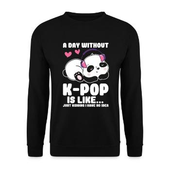 K-Pop Panda - Unisex Sweatshirt - black - Front - Alina (178cm) & Michal (187cm)