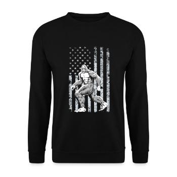 Bigfoot American Flag 4th of July Patriotic - Unisex Sweatshirt - black - Front - Alina (178cm) & Michal (187cm)