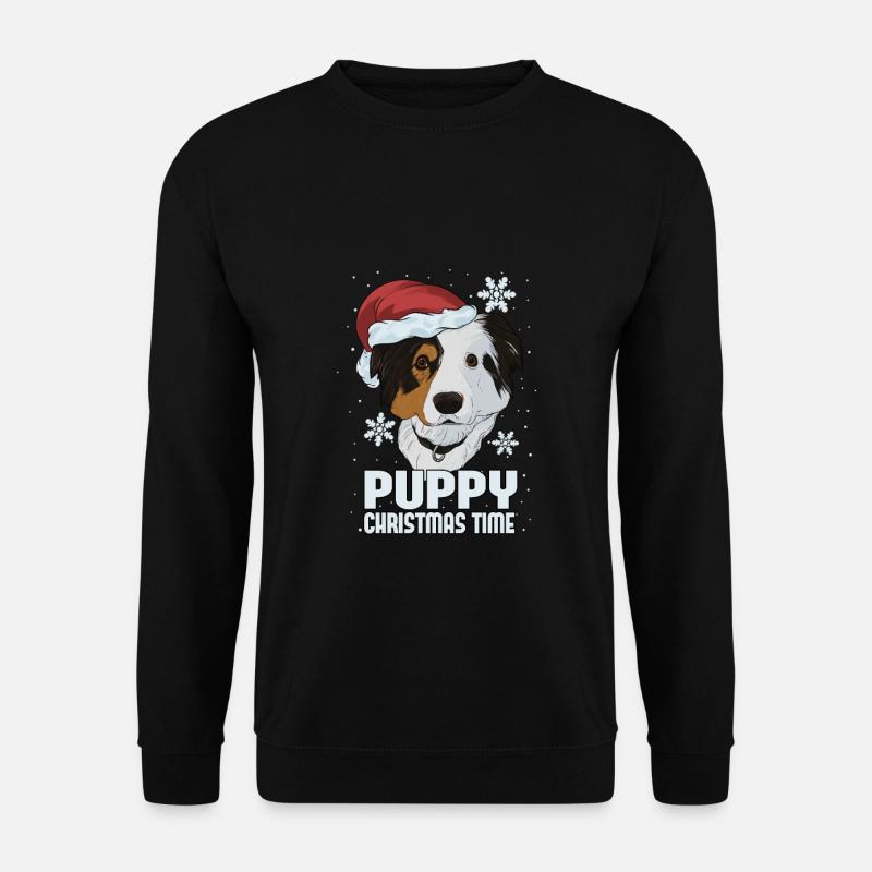 Australian Shepherd mit Weihnachtsmütze, lustige Weihnachten - Unisex Pullover - Schwarz