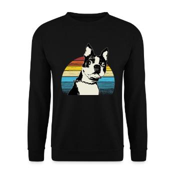 Retro Boston Bull Terrier Dog Puppy Boston Terrier - Unisex Sweatshirt - black - Front - Alina (178cm) & Michal (187cm)