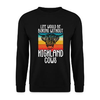 Highland cow - Unisex Sweatshirt - black - Front - Alina (178cm) & Michal (187cm)