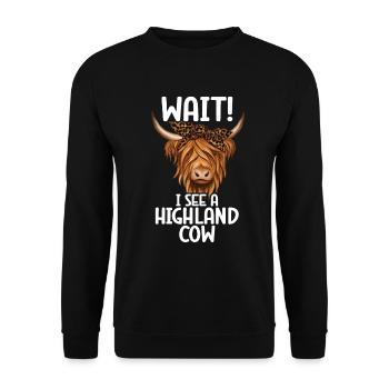 Highland cow - Unisex Sweatshirt - black - Front - Alina (178cm) & Michal (187cm)