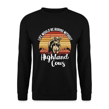 Highland cow - Unisex Sweatshirt - black - Front - Alina (178cm) & Michal (187cm)