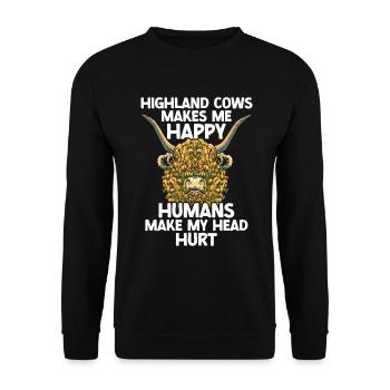 Vache des Highlands - Sweat-shirt Unisexe - noir - Devant - Alina (178cm) & Michal (187cm)