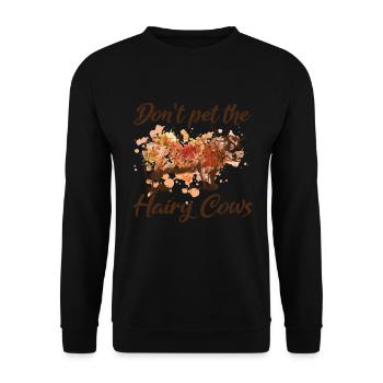 Hochlandkuh - Unisex Pullover - Schwarz - Vorne - Alina (178cm) & Michal (187cm)