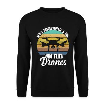Drone - Sweat-shirt Unisexe - noir - Devant - Alina (178cm) & Michal (187cm)