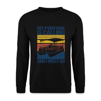 Pontoon Queen Boat Pontoon Women - Unisex Sweatshirt - black - Front - Alina (178cm) & Michal (187cm)