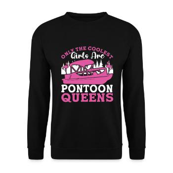 Pontoon Queen -Boat Pontoon -Women - Unisex Sweatshirt - black - Front - Alina (178cm) & Michal (187cm)