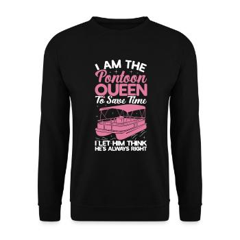 Pontoon Queen -Boat Pontoon -Women - Unisex Sweatshirt - black - Front - Alina (178cm) & Michal (187cm)