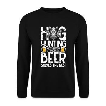 Schweinejagd Jäger Schweinejagd - Unisex Pullover - Schwarz - Vorne - Alina (178cm) & Michal (187cm)