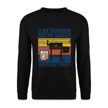 Bourbon-Smoker-Grillwhisky - Unisex Pullover - Schwarz - Vorne - Alina (178cm) & Michal (187cm)