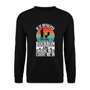 Bourbon-Smoker-Grillwhisky - Unisex Pullover - Schwarz - Vorne - Alina (178cm) & Michal (187cm)
