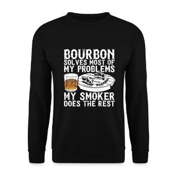 Bourbon-Smoker-Grillwhisky - Unisex Pullover - Schwarz - Vorne - Alina (178cm) & Michal (187cm)