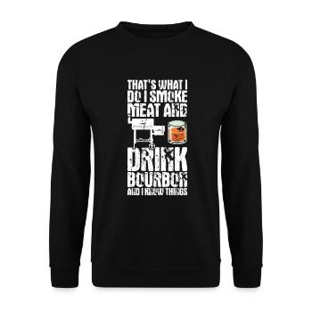 Bourbon-Smoker-Grillwhisky - Unisex Pullover - Schwarz - Vorne - Alina (178cm) & Michal (187cm)