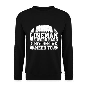 Lineman Football Player Offensive Defensive - Unisex Pullover - Schwarz - Vorne - Alina (178cm) & Michal (187cm)
