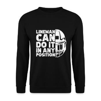 Lineman Football Player Offensive Defensive - Unisex Pullover - Schwarz - Vorne - Alina (178cm) & Michal (187cm)