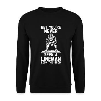 Lineman Football Player Offensive Defensive - Unisex Pullover - Schwarz - Vorne - Alina (178cm) & Michal (187cm)