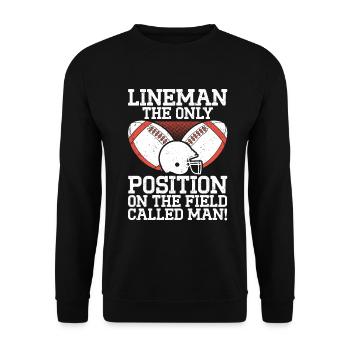 Lineman Football Player Offensive Defensive - Unisex Pullover - Schwarz - Vorne - Alina (178cm) & Michal (187cm)
