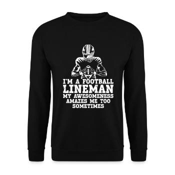 Lineman Football Player Offensive Defensive - Unisex Pullover - Schwarz - Vorne - Alina (178cm) & Michal (187cm)