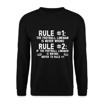 Lineman Football Player Offensive Defensive - Unisex Pullover - Schwarz - Vorne - Alina (178cm) & Michal (187cm)