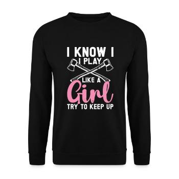 Axe Throw Axe Throwing Game - Unisex Sweatshirt - black - Front - Alina (178cm) & Michal (187cm)