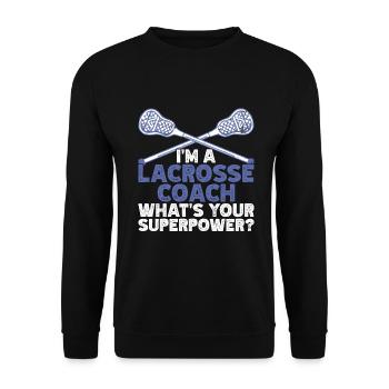 Lacrosse Coach Stick - Unisex Sweatshirt - black - Front - Alina (178cm) & Michal (187cm)
