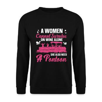 Pontoon Queen -Boat Pontoon -Women - Unisex Sweatshirt - black - Front - Alina (178cm) & Michal (187cm)