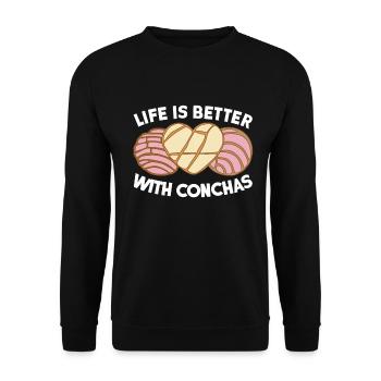 Conchas Pan dulce Latina Espagnol - Sweat-shirt Unisexe - noir - Devant - Alina (178cm) & Michal (187cm)