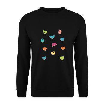 Wandklettern Boulderender Kletterfelswand - Unisex Pullover - Schwarz - Vorne - Alina (178cm) & Michal (187cm)