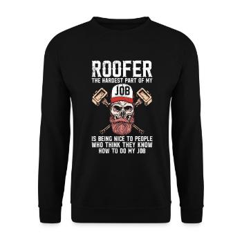 Roofer -Roof house repairs - Unisex Sweatshirt - black - Front - Alina (178cm) & Michal (187cm)