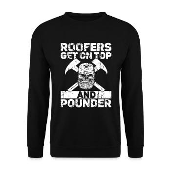 Couvreur - Réparation de toiture - Sweat-shirt Unisexe - noir - Devant - Alina (178cm) & Michal (187cm)